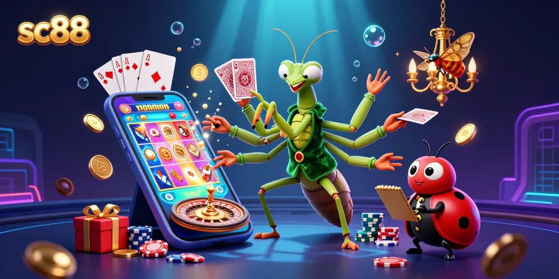 sc88 card sharp and ladybug pit boss entertain players amidst vibrant casino scene.