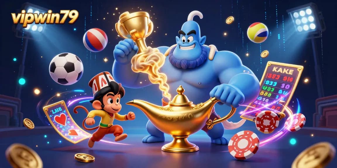 Experience the excitement of vipwin79 with our dynamic casino scene showcasing thrilling games and rich rewards.