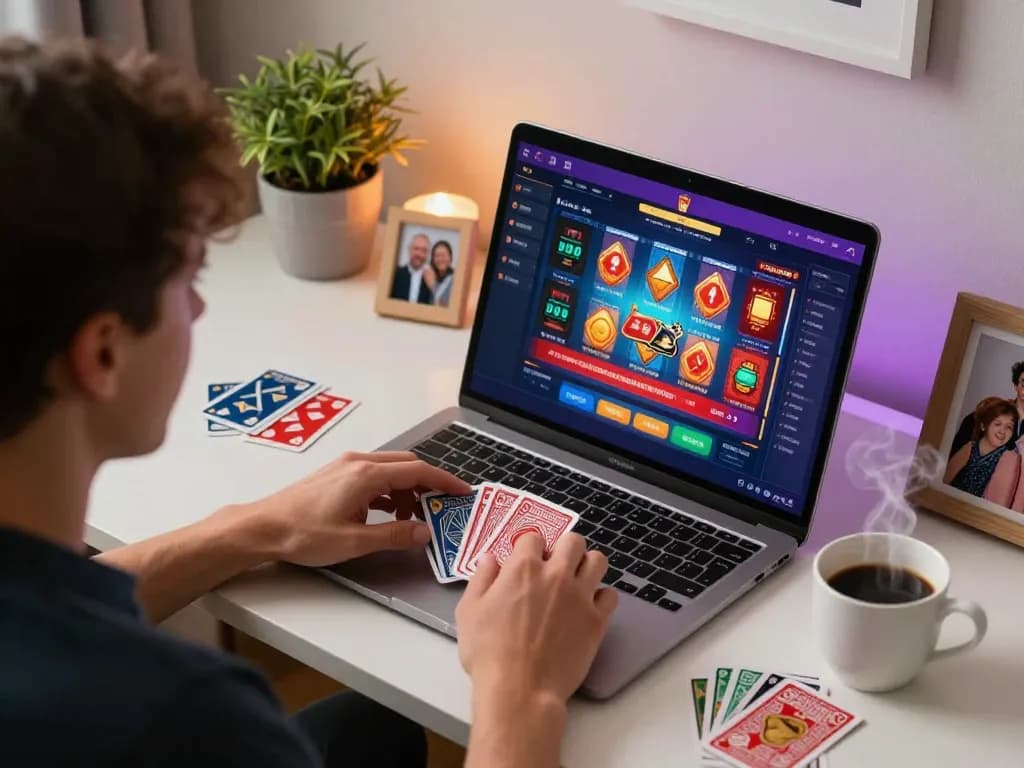 Player engages in online casino gaming at go86vn, with a stylish setup and vibrant interface.