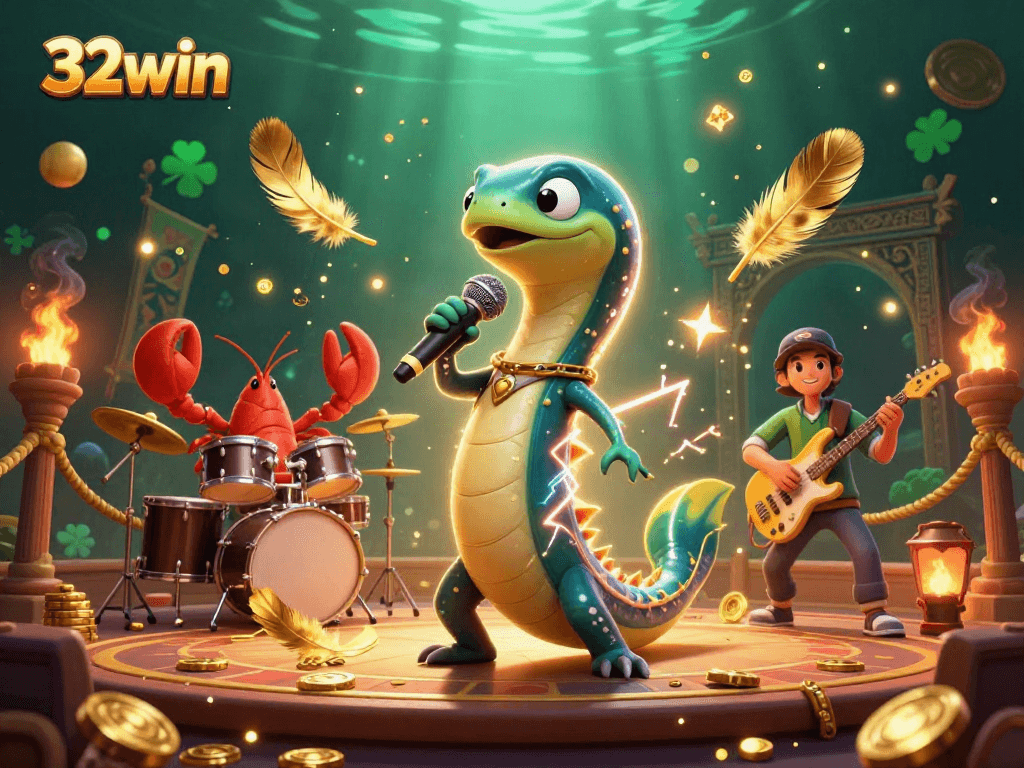 Experience the excitement of 32win with vibrant 3D underwater casino scene featuring characters and dynamic elements.