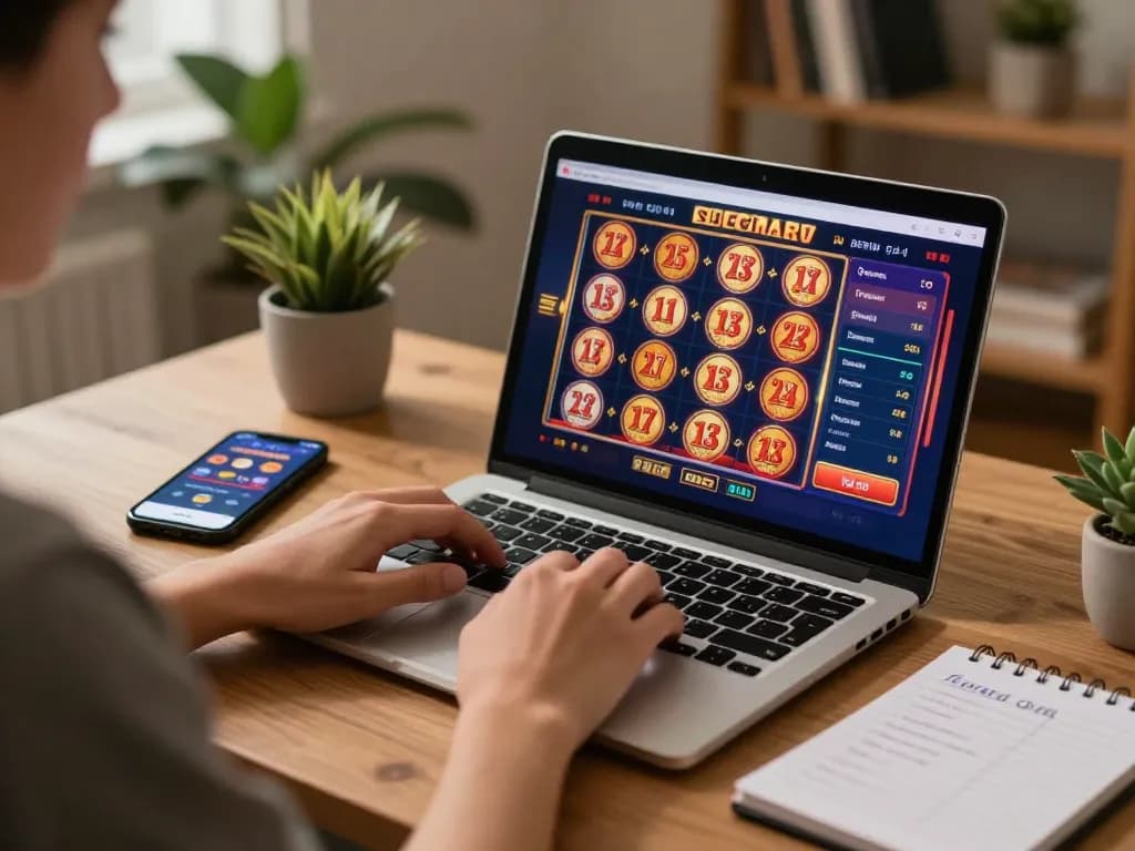 Person enjoying a lively online gaming session at home, highlighting casino vua88 on their laptop.