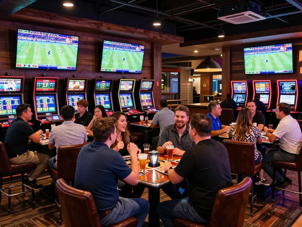 Kèo nhà cái displayed on screens as sports enthusiasts engage in live betting and analysis.