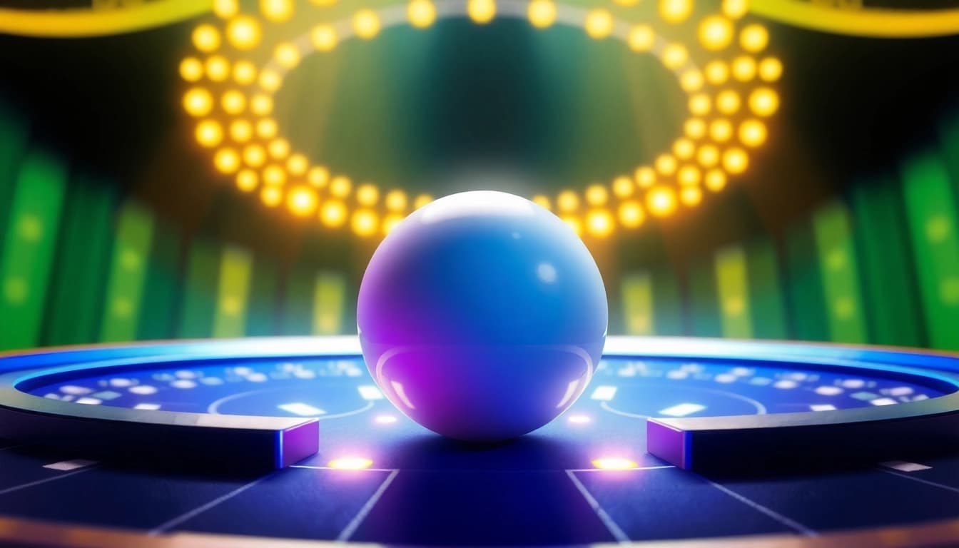 Erleben Sie das aufregende Plinko-Spiel mit einer fallenden Kugel in einem Casino-Setting.