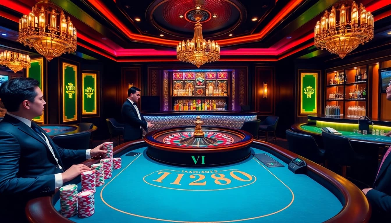 High-stakes poker players engaging in the thrilling atmosphere of vipwin casino gaming.