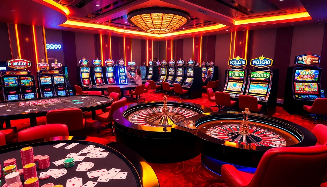 Engage in thrilling online gaming activities at Go99 with stunning digital casino visuals and vibrant layouts.