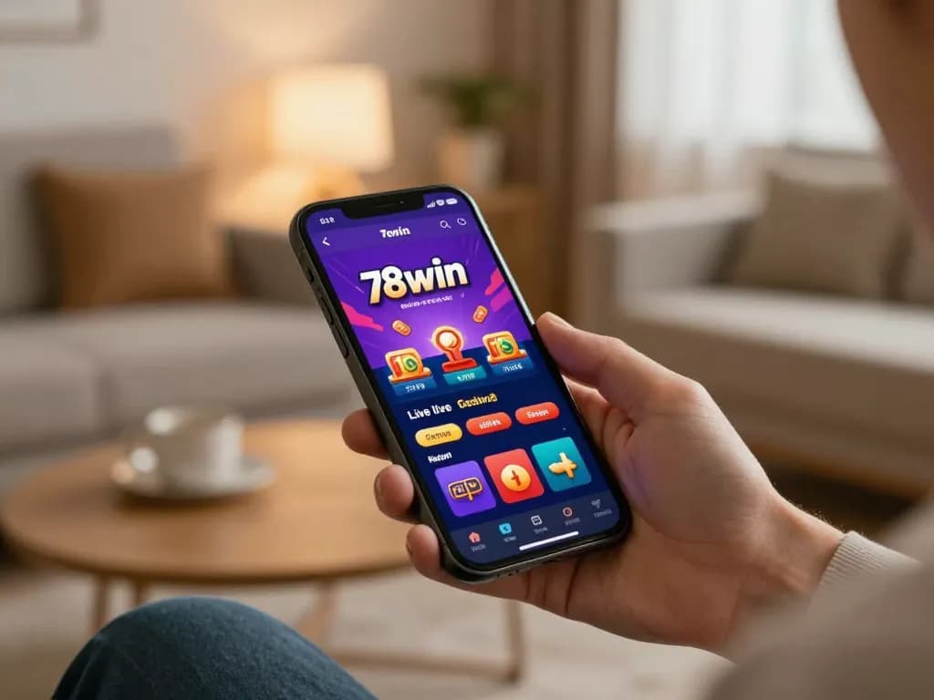 Engaging gameplay on the 78win app while enjoying a stylish home ambiance for online gambling.