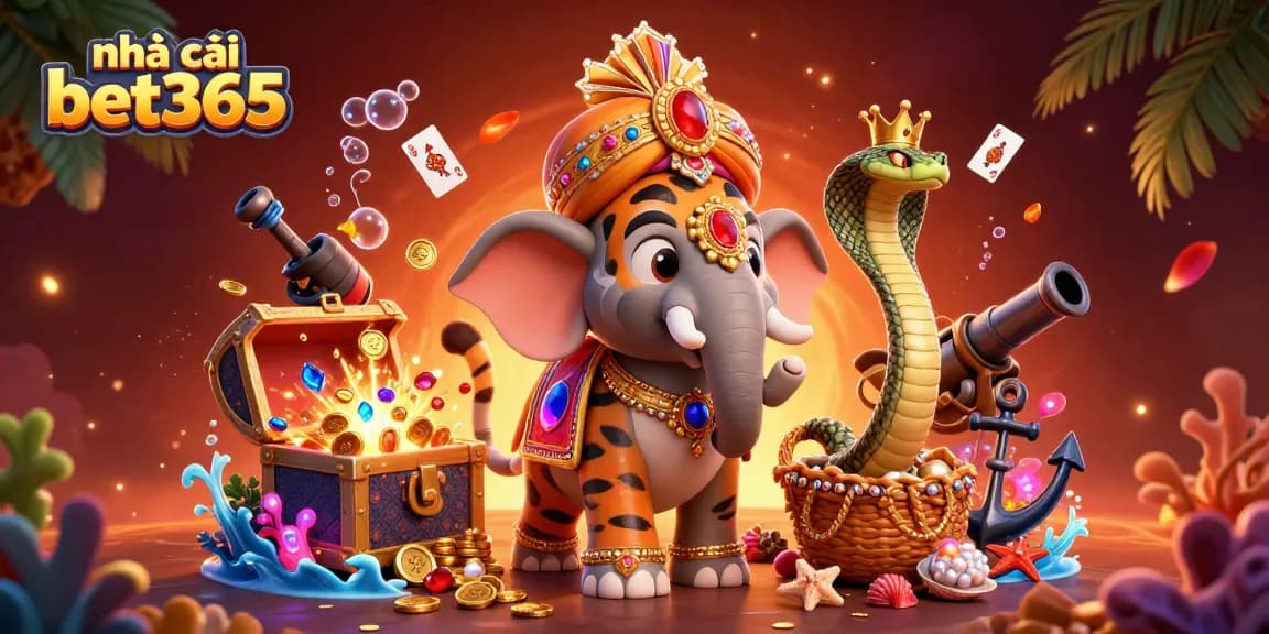 Engage with nhà cái bet365 through a vibrant 3D casino illustration showcasing diverse gaming elements.