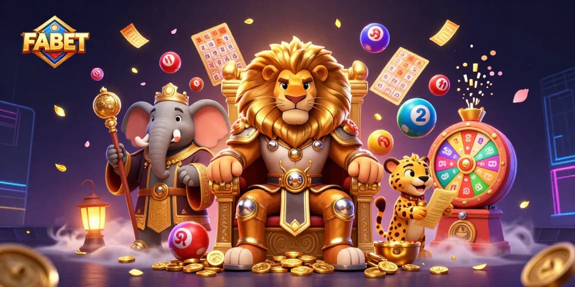 Engage with FABET in a vibrant, detailed 3D casino illustration showcasing gaming excitement.