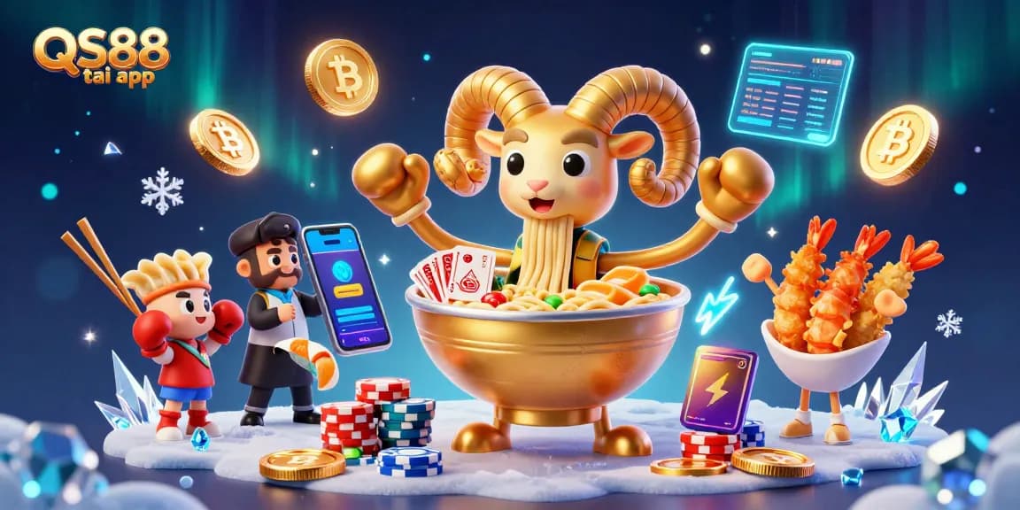 Experience thrilling action in QS88 tai app with vibrant casino characters and crypto elements.