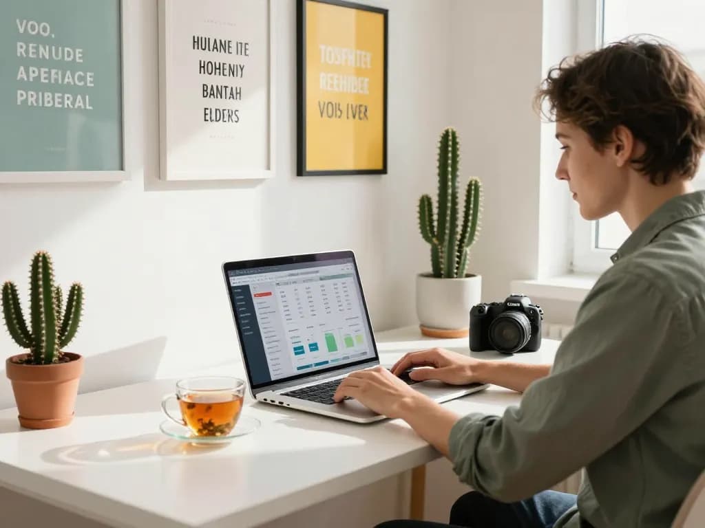 Steigern Sie Ihren Nebenverdienst von zuhause mit einem inspirierenden Home-Office-Setup für Remote-Arbeit.