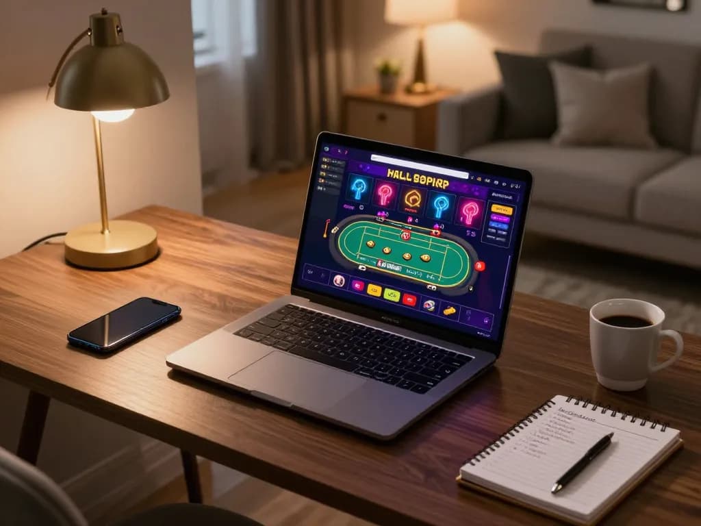 Engaged player exploring 13WIN online casino app on a sleek laptop showcasing live dealer games.