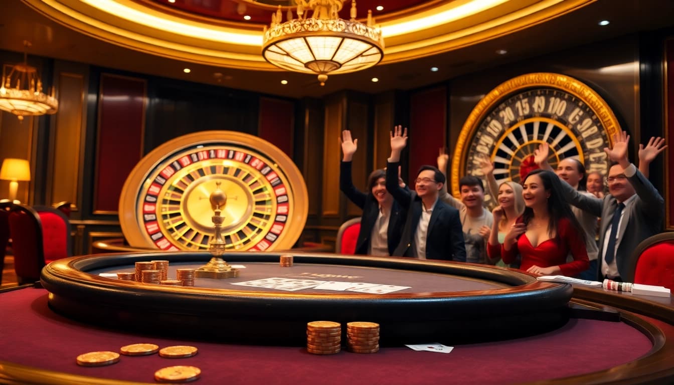 Enjoy the excitement of 789win with vibrant poker chips and a spinning roulette wheel.