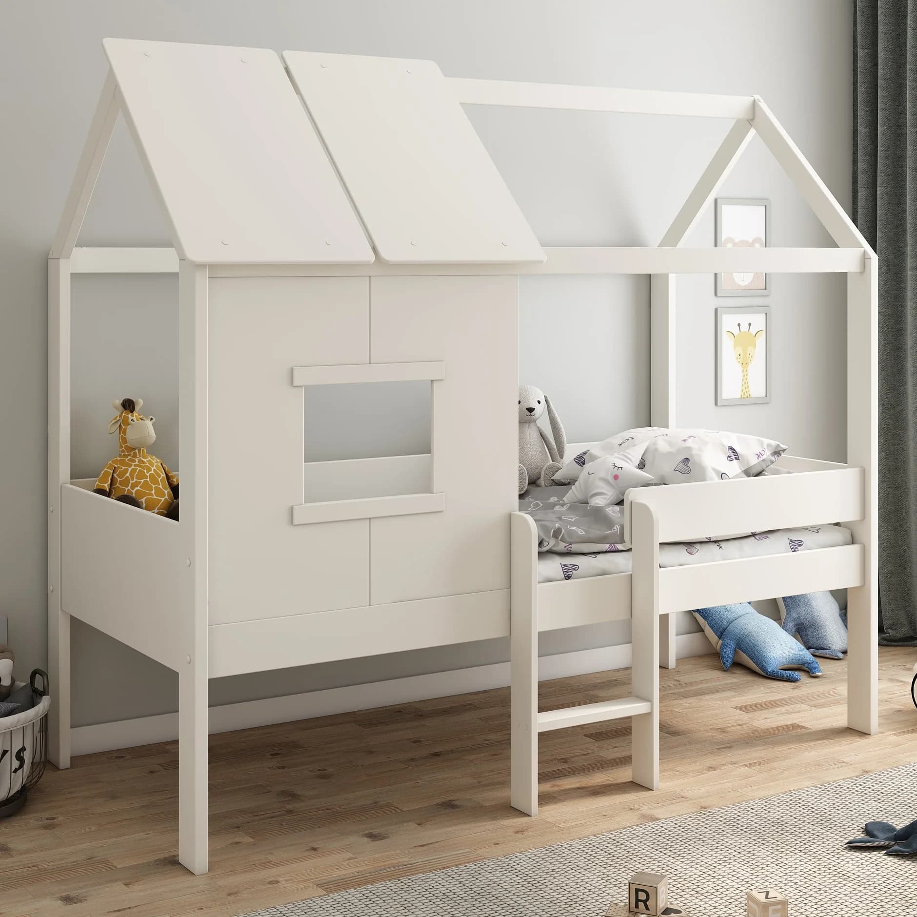 Ein Lieblingsplatz zum Spielen und Schlafen: Hausbett 120x200 aus Holz