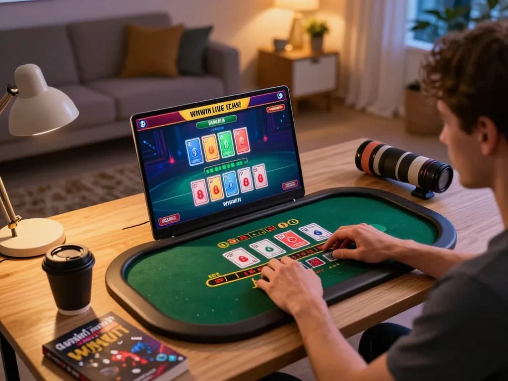 WinWin online casino gaming setup showing live blackjack action for strategy-focused players