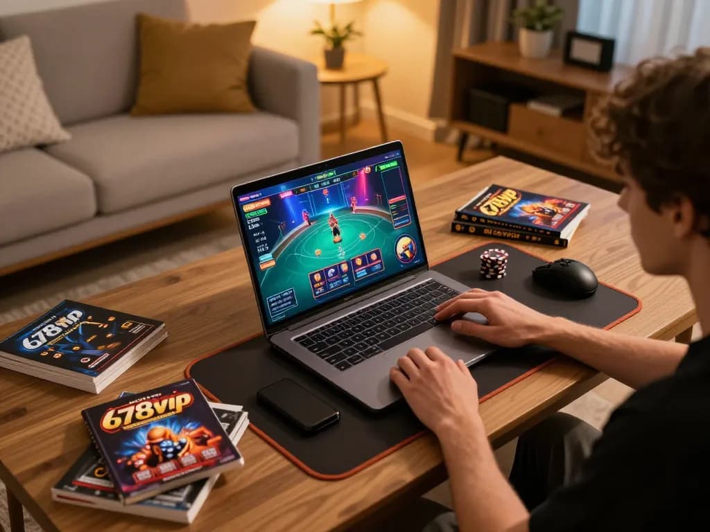 Player enjoying an online game session at 678vip, focusing on live dealer gameplay with vibrant graphics.