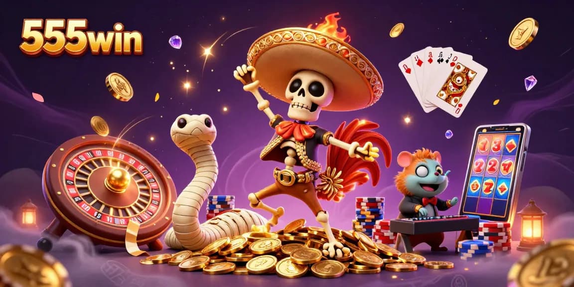 Experience thrilling victories with 555win's dynamic casino scene featuring exciting game elements.