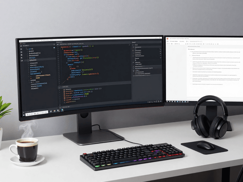 "Iptv reseller software development workspace showcasing modern technology and cloud computing."