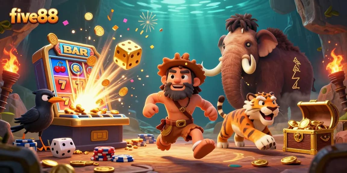 Experience the excitement of five88 at this vibrant casino scene with thrilling wins and colorful visuals.
