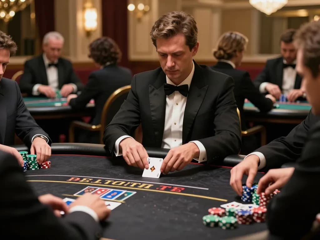 Engaging moment at a professional poker table showcasing a Staubbindematte permanent Industrie enhancing cleanliness around the gaming area