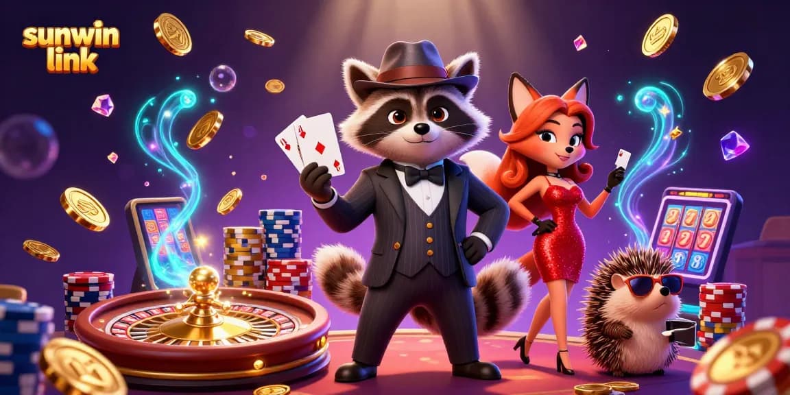 Experience thrilling gameplay with the suave raccoon and stunning fox in sunwin link illustration.