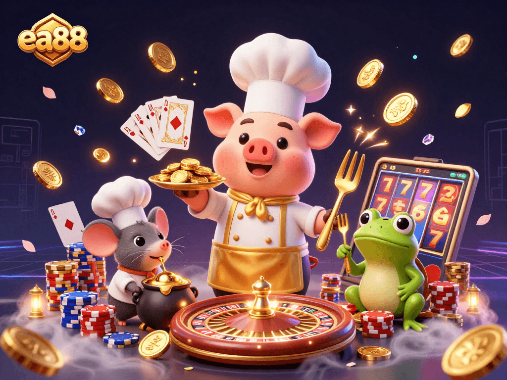 ea88 features vibrant characters and gold coins, showcasing an exhilarating gaming atmosphere.