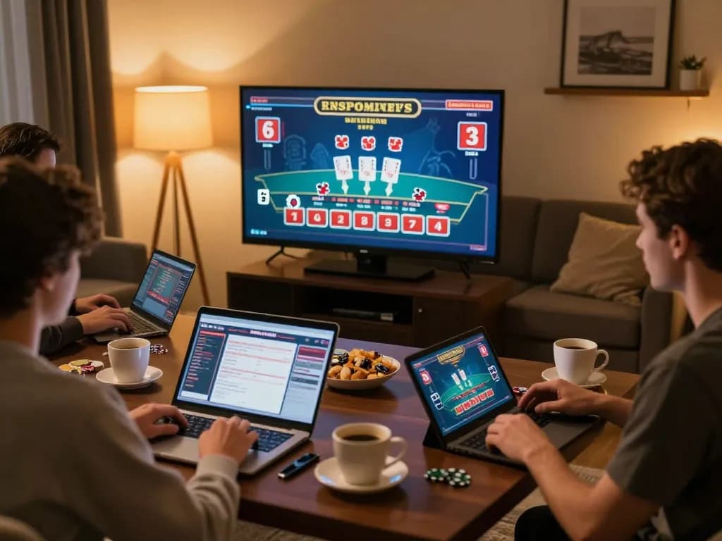 Engaging players strategizing at 99wincasino's live dealer games for better odds.