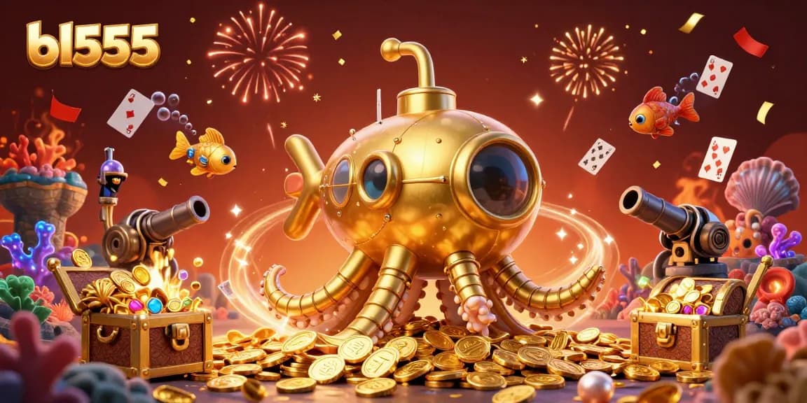 Experience winning thrills at bl555 with a vibrant underwater casino scene filled with treasures and games.