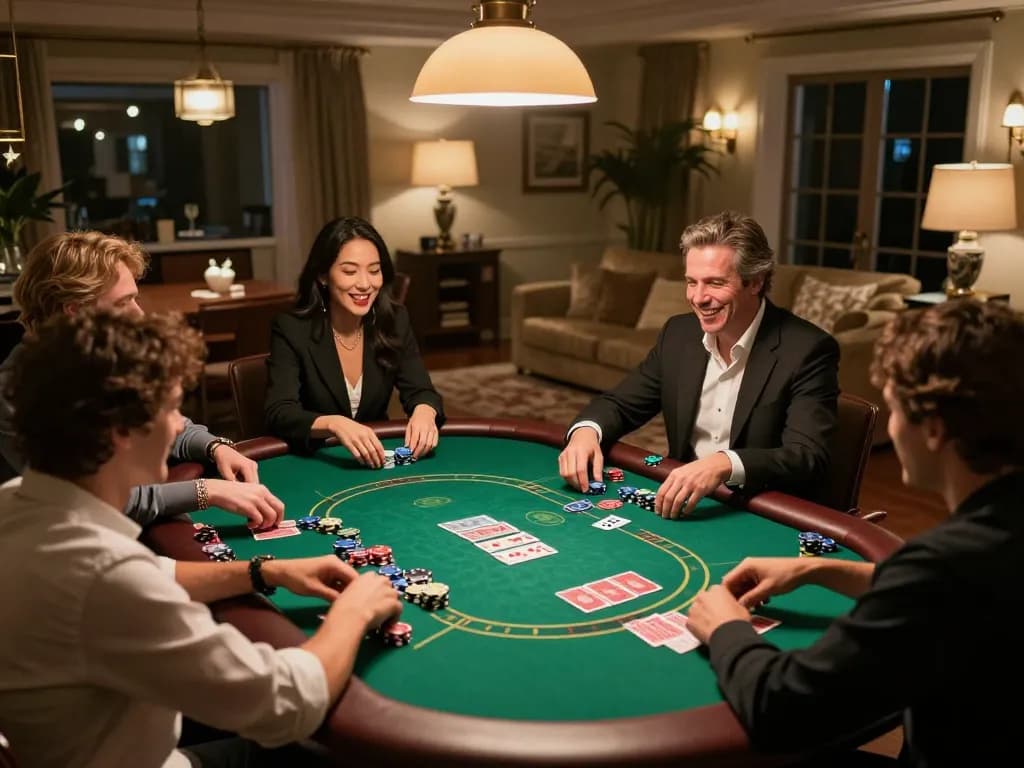 Ein Pokerabend zu Hause mit Freunden im Golden Panda Casino genießen.