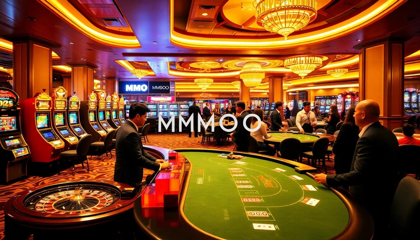 MMOO players enjoying an exciting live dealer game experience in a luxurious casino setting.