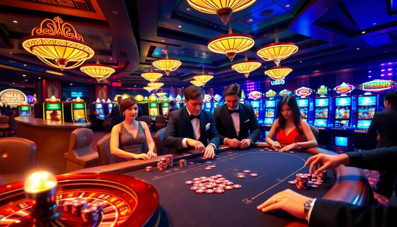 Experience high-stakes excitement at U888 casino with vibrant poker action and luxury gaming elements.