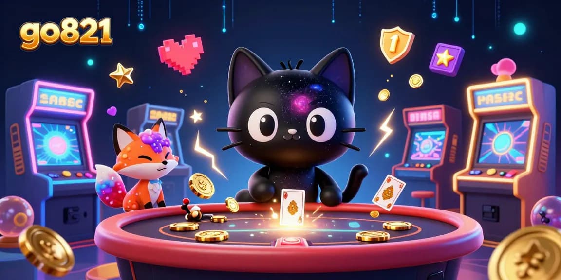 Experience thrilling gameplay at go821 with a vibrant cosmic casino scene featuring a black hole cat.