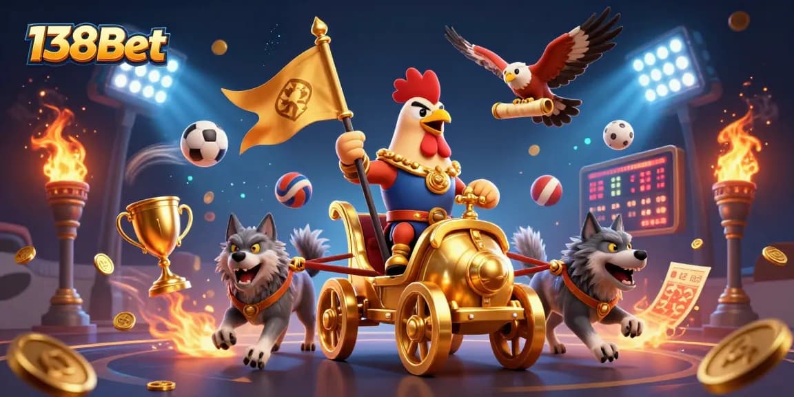 Experience 138Bet's thrilling sports betting with dynamic game elements in a vibrant casino atmosphere.