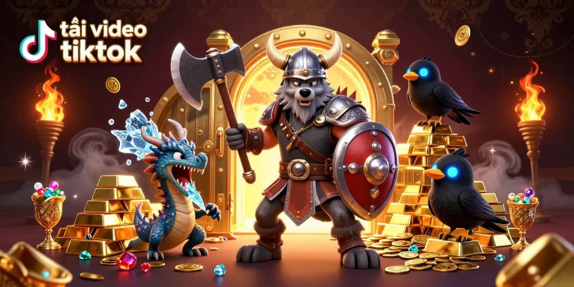 Download videos without watermark using tải video tiktok in this dazzling 3D casino illustration.