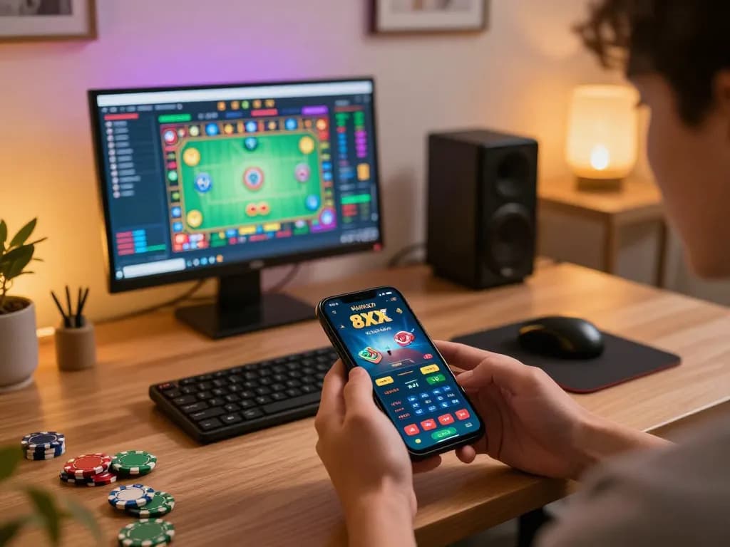 Engaging gameplay on nhà cái uy tín 8XX app with vibrant gaming interface and cozy atmosphere.