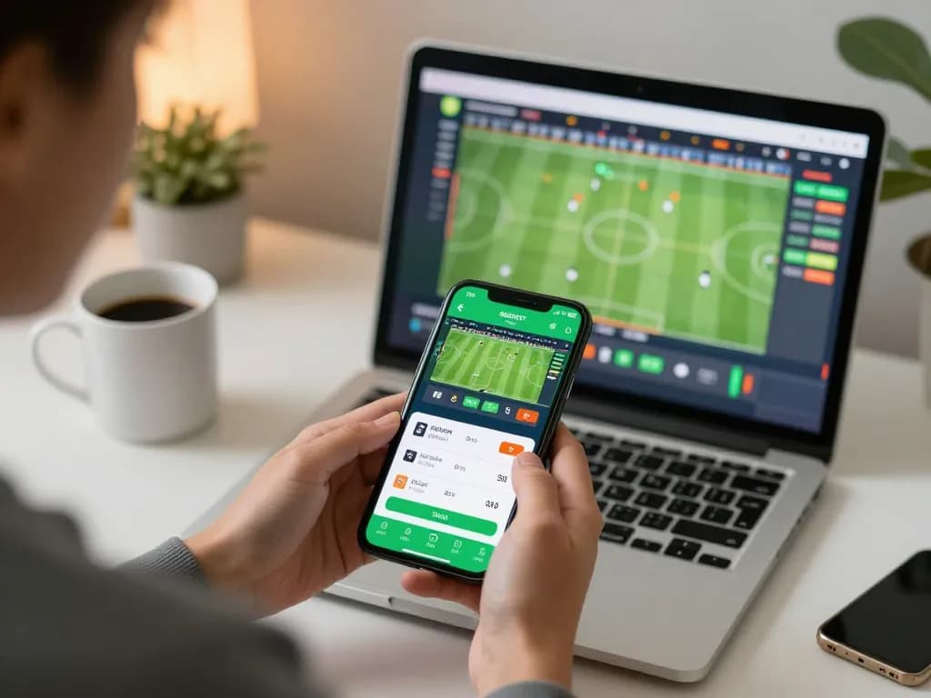 Access football predictions through dynamic app usage during an engaging betting session.
