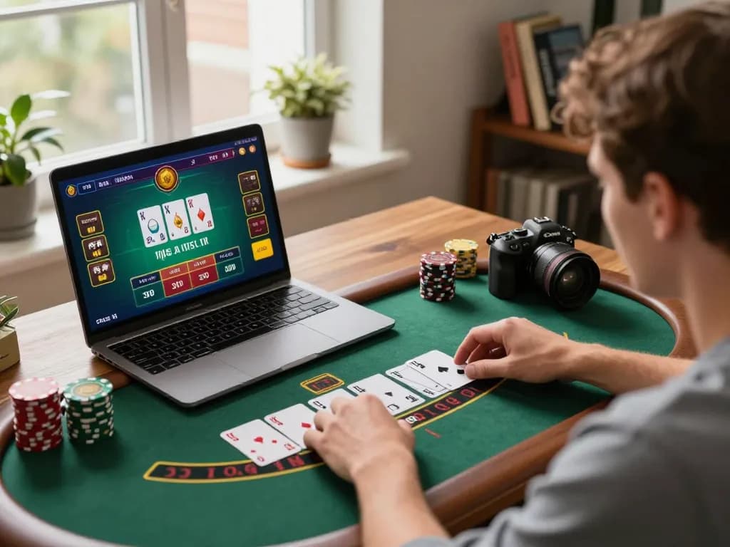 Enjoying a game at alo8net while managing bets effectively in a cozy home setting.
