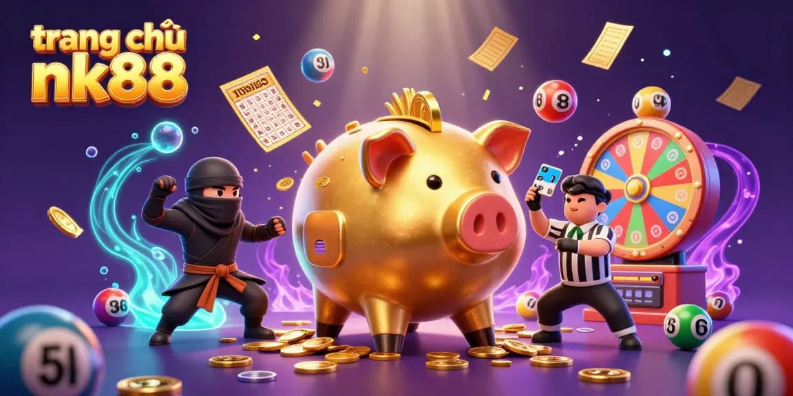 Experience the excitement of trang chủ nk88 with an epic casino illustration featuring a sumo wrestler, ninja, and samurai.