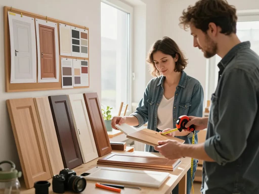 Überprüfung verschiedener nebeneingangstür Optionen in einer Renovierungswerkstatt