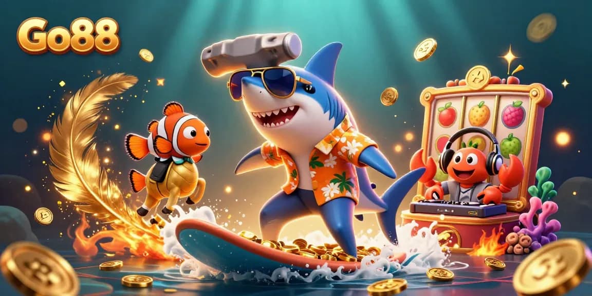 Experience the excitement of Go88 with vibrant casino elements and engaging characters.