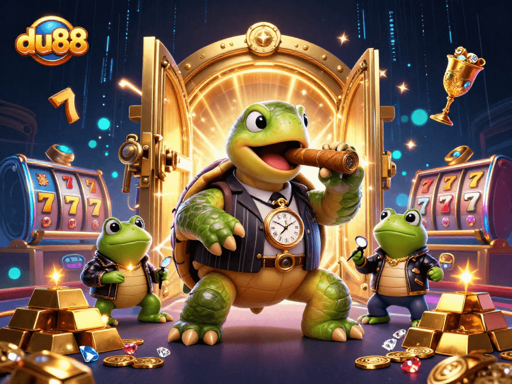 Win big at du88 with the snapping turtle mobster and his bullfrog enforcers in a vibrant casino scene.