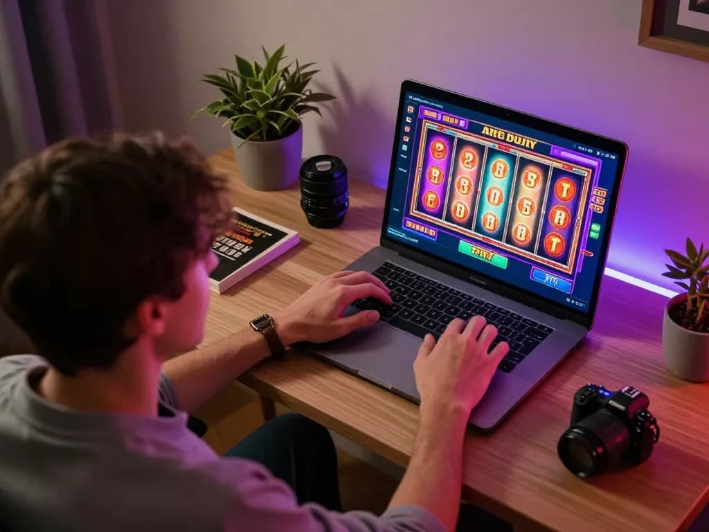 Player spinning slots on ALO8's online casino platform, showcasing gaming excitement