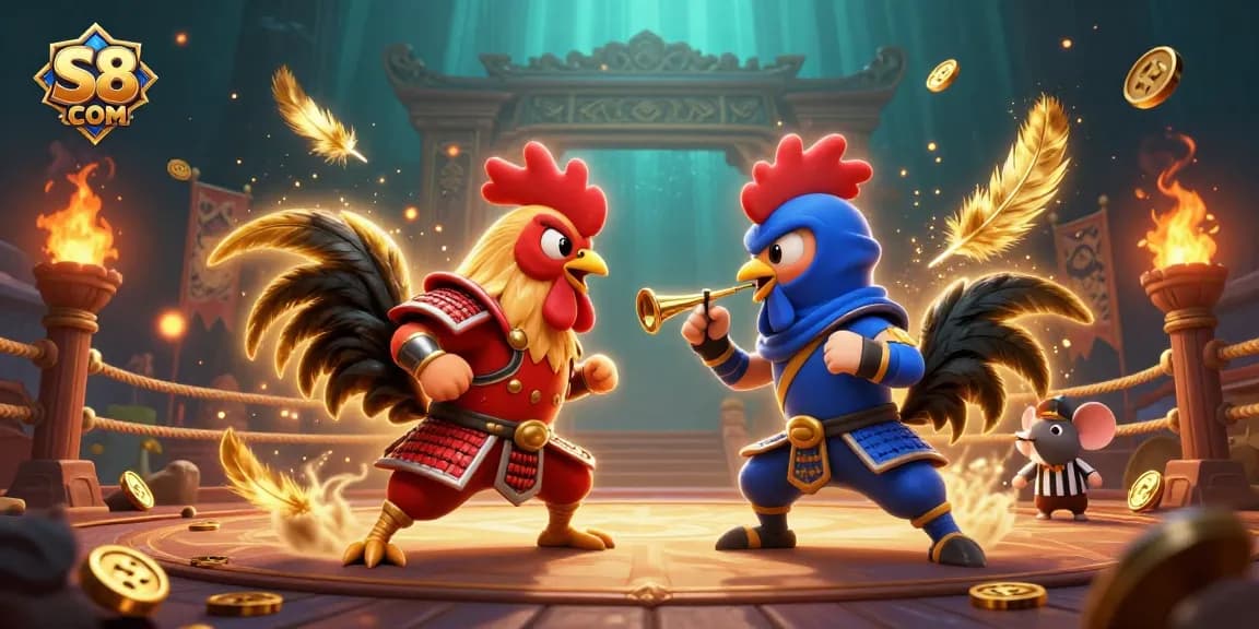 Engage with S8 COM as twin roosters face-off in an electrifying online gaming arena.