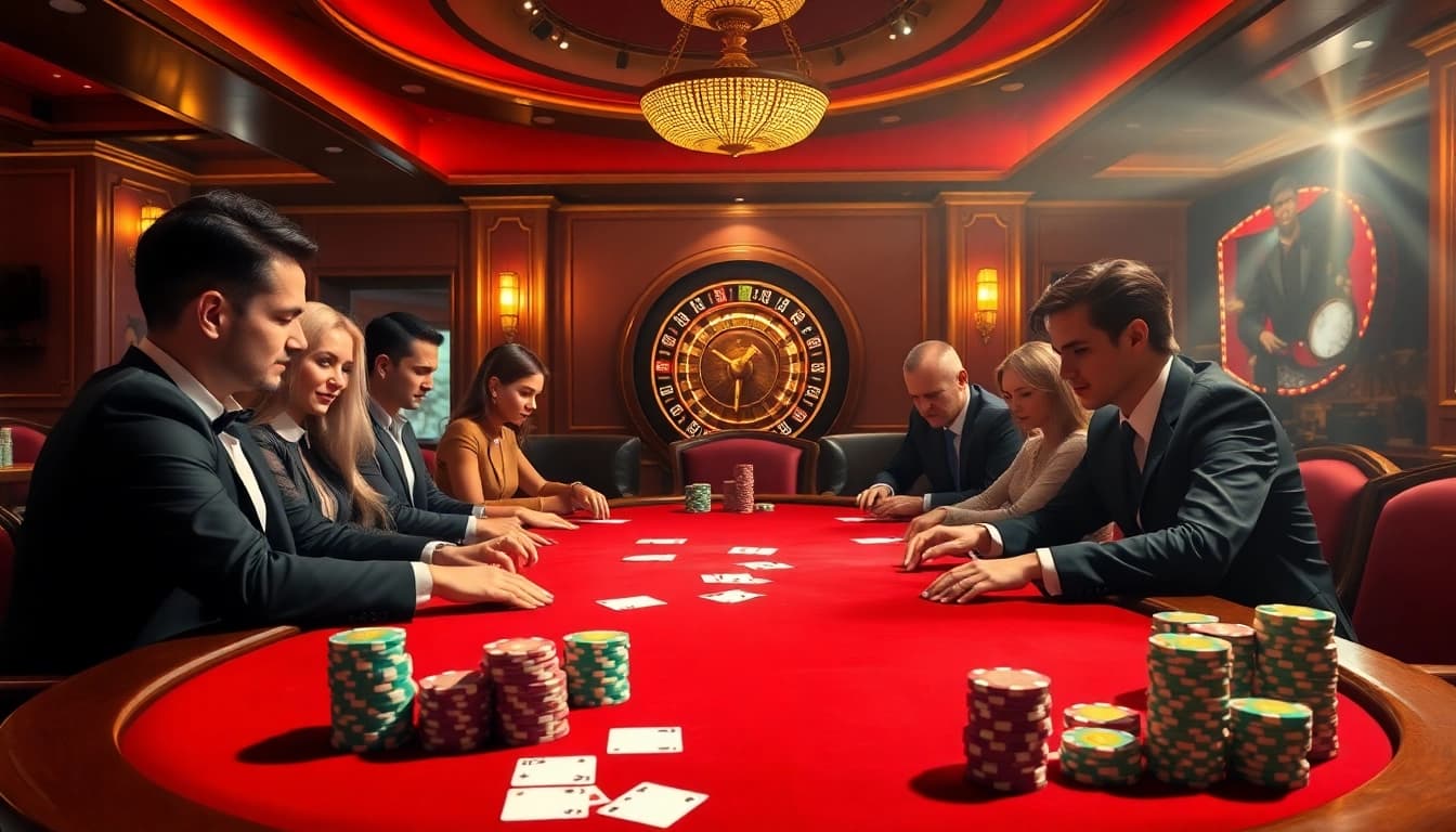 Play engaging poker at https://777x.center/ with vibrant chips on a luxurious table, reflecting high-stakes excitement.