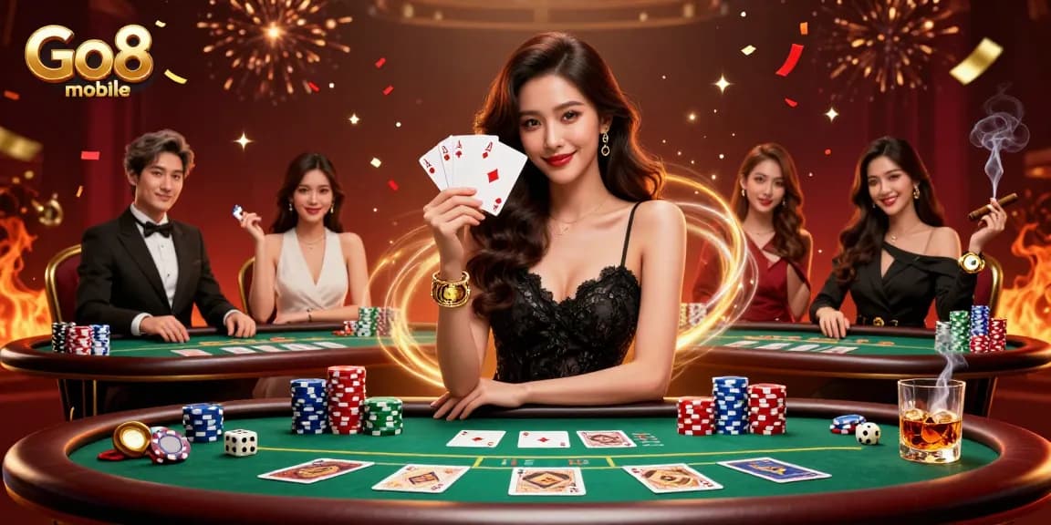 Engage with Go8 mobile and experience thrilling poker action in a vibrant casino setting.