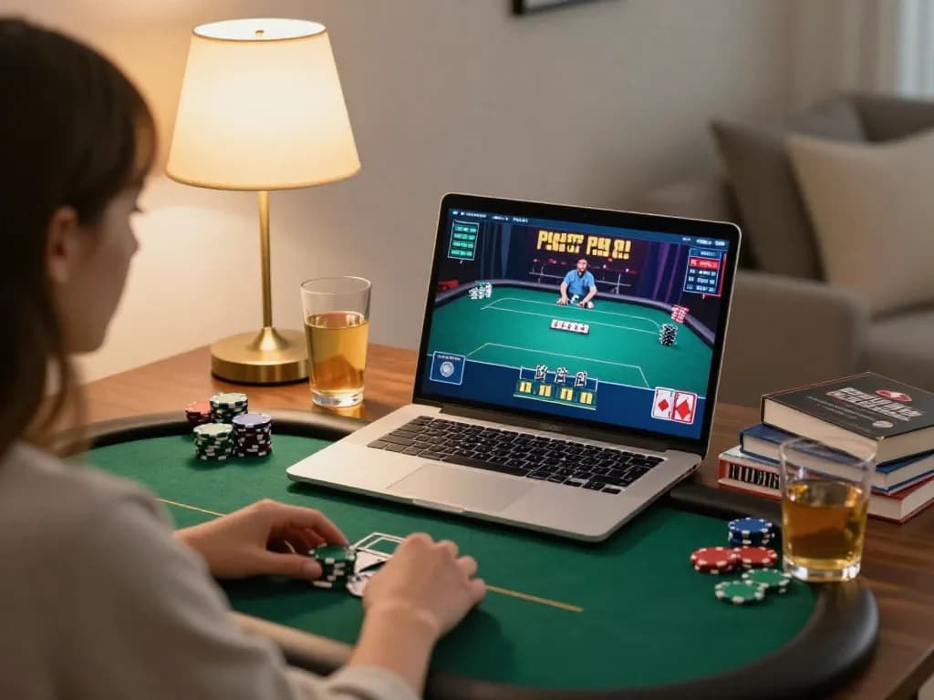 Player enjoys online poker on Trang Chủ 88GO in a cozy home setting, showcasing strategy and relaxation.