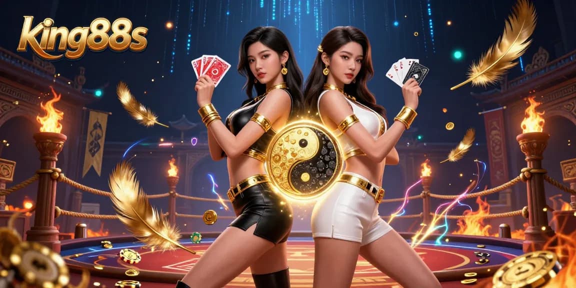 Feel the excitement at king88s as twin Asian women showcase their card skills in a dynamic casino setting.