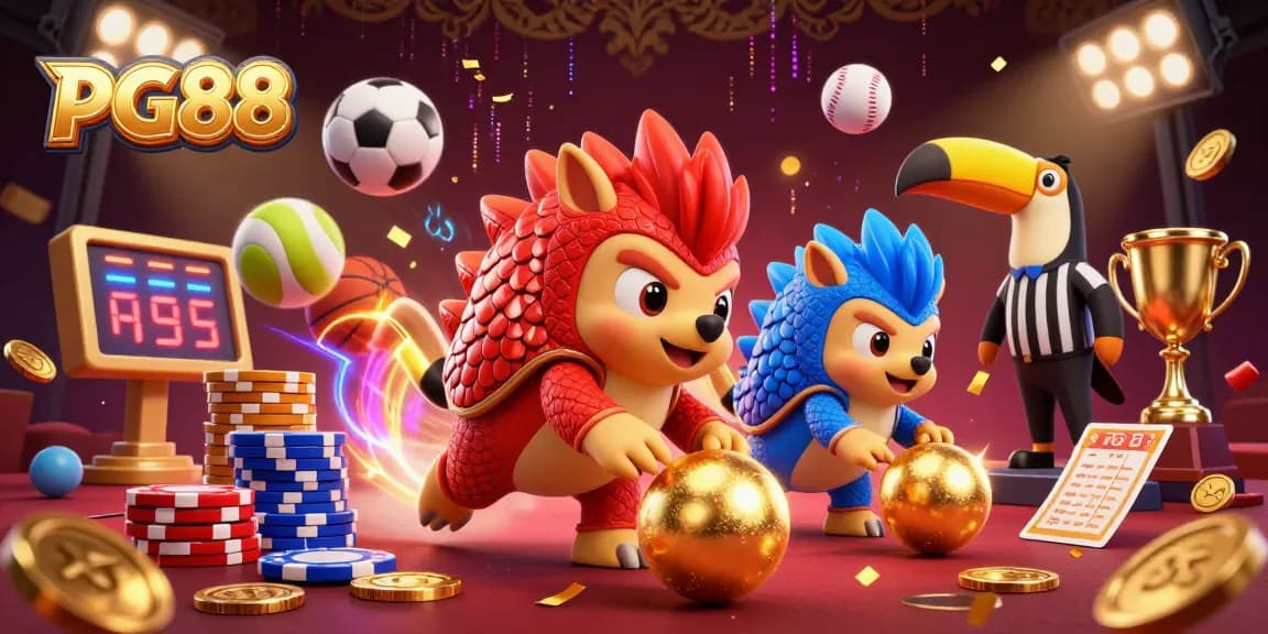 Experience thrilling gaming action with PG88, where rival pangolins compete amid golden scales and poker chips.