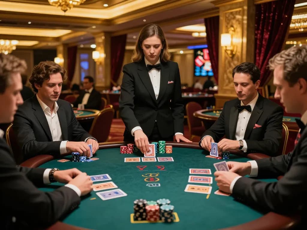 Các người chơi LUCK8 lập chiến lược tại bàn blackjack, thể hiện sự hào hứng và những ván cược lớn