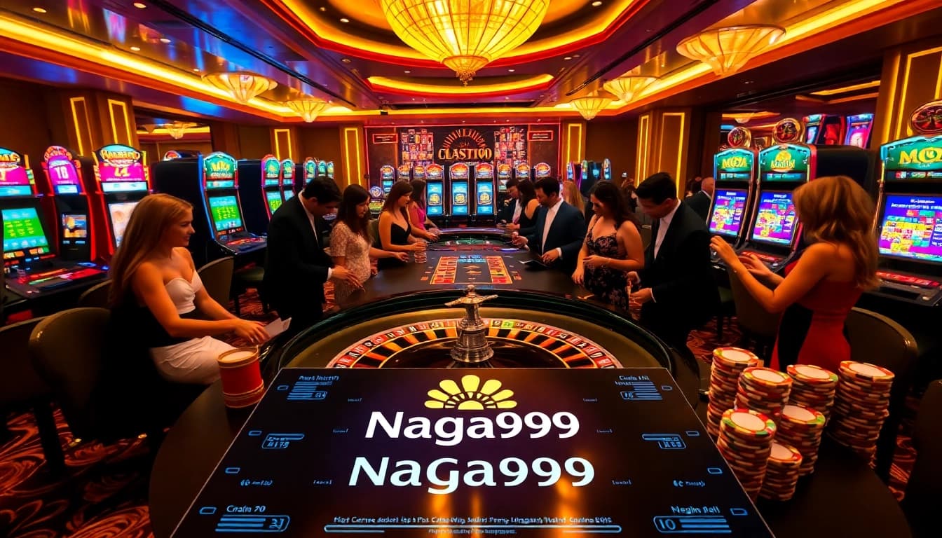 Naga99 players engaging at a roulette table in a luxurious casino setting
