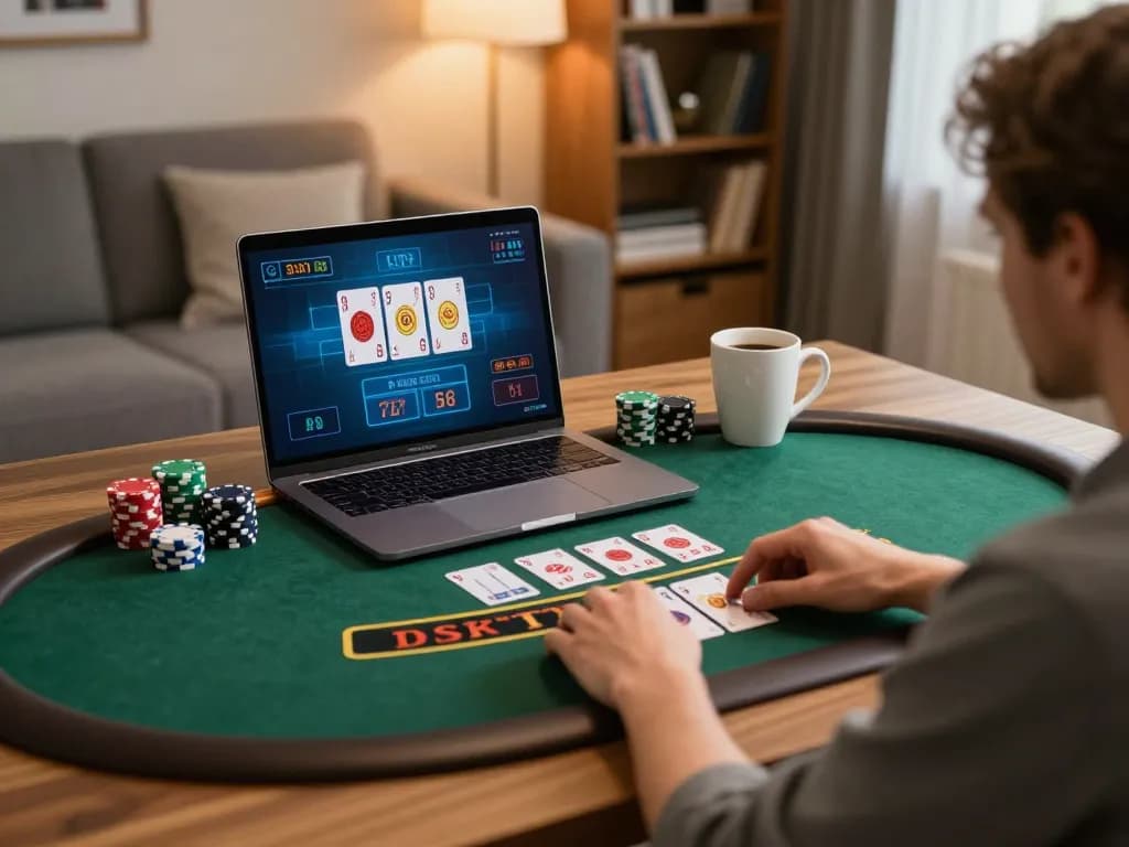 Engaged player at nhà cái sx88 participating in live dealer blackjack from cozy home office